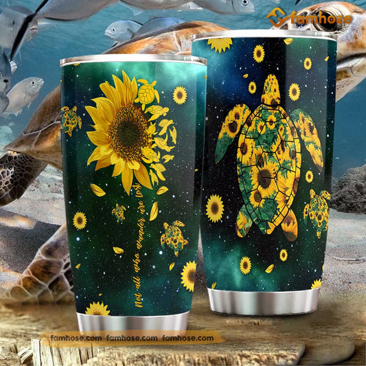 Cute Turtle Tumbler, Sunflower With Turtle Stainless Steel Tumbler, Tumbler Gifts For Turtle Lovers