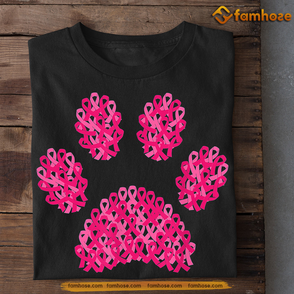 Dog T-shirt, Dogpaw, Gift For Dog Lovers Who Supports Breast Cancer Awareness