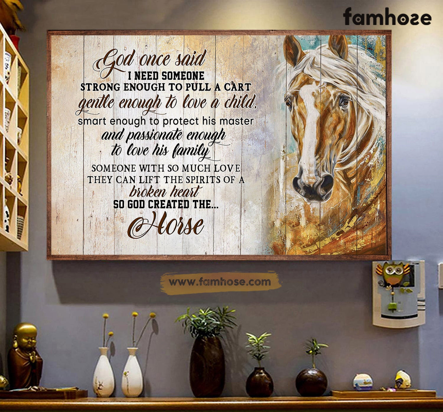 Horse Poster/Canvas, God Once Said I Need Someone Strong Enough To Pull A Cart, Horse Canvas Wall Art, Poster Gift For Horse Lovers