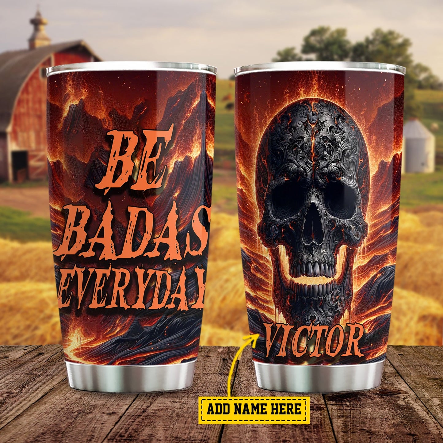 Skull Tumbler, Be Badass Everyday, Skull Personalized Stainless Steel Tumbler, Tumbler Gifts For Skull Lovers