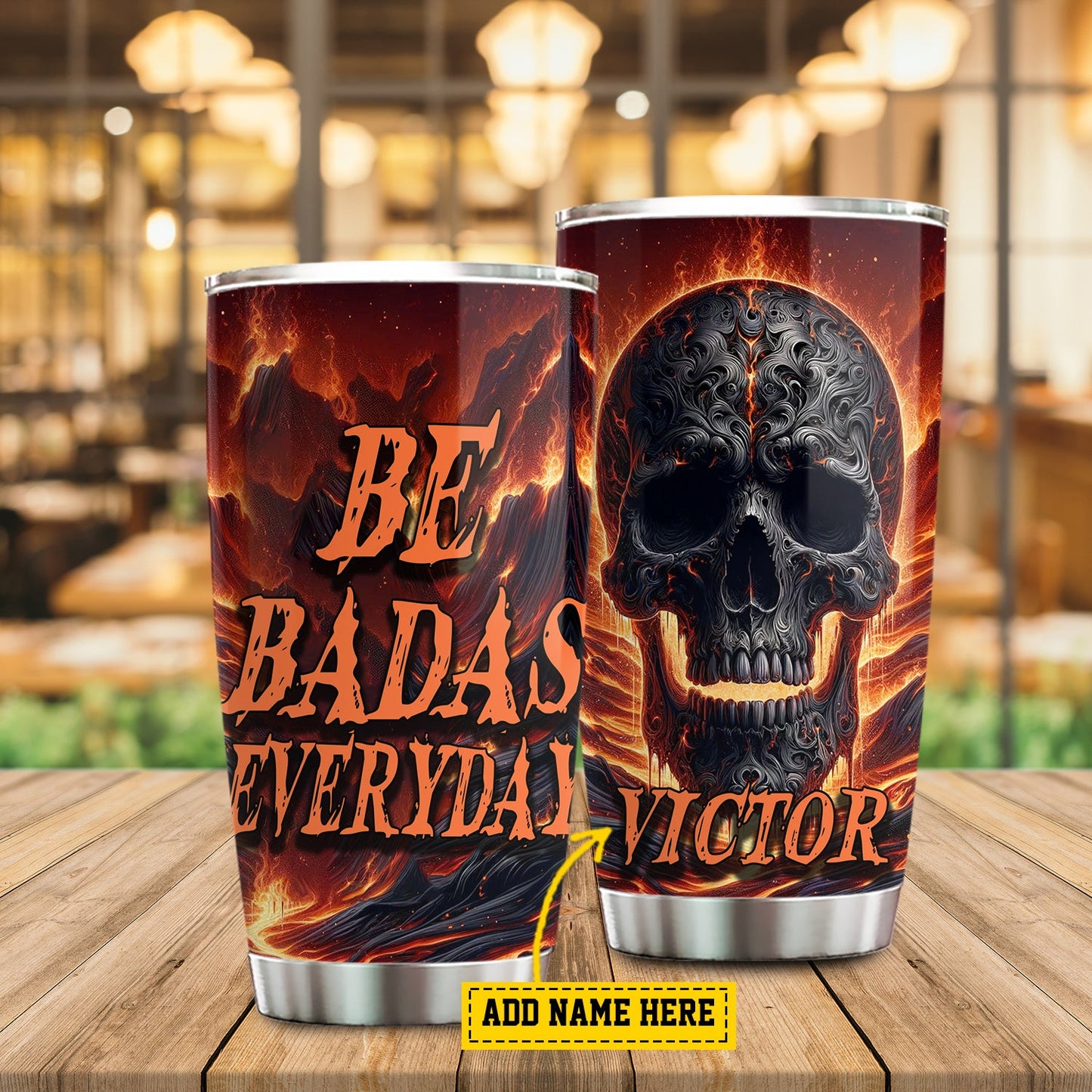 Skull Tumbler, Be Badass Everyday, Skull Personalized Stainless Steel Tumbler, Tumbler Gifts For Skull Lovers