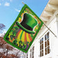 Green Hat Shamrocks Clover, St Patrick's Day Garden Flag & House Flag Gift, St Patricks Day Irish Outdoor Decoration