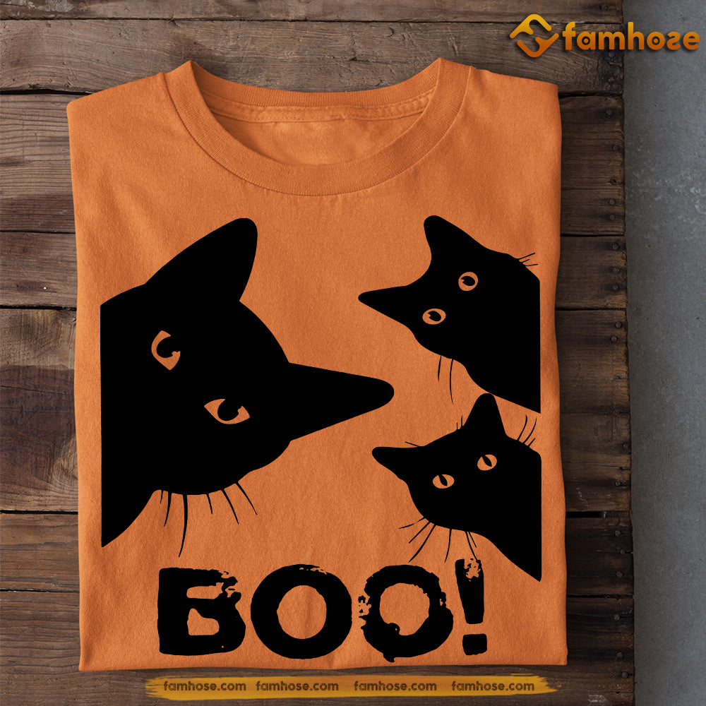 Halloween Black Cat T-shirt, Boo, Gift For Cat Lovers, Cat Owners, Cat Tees