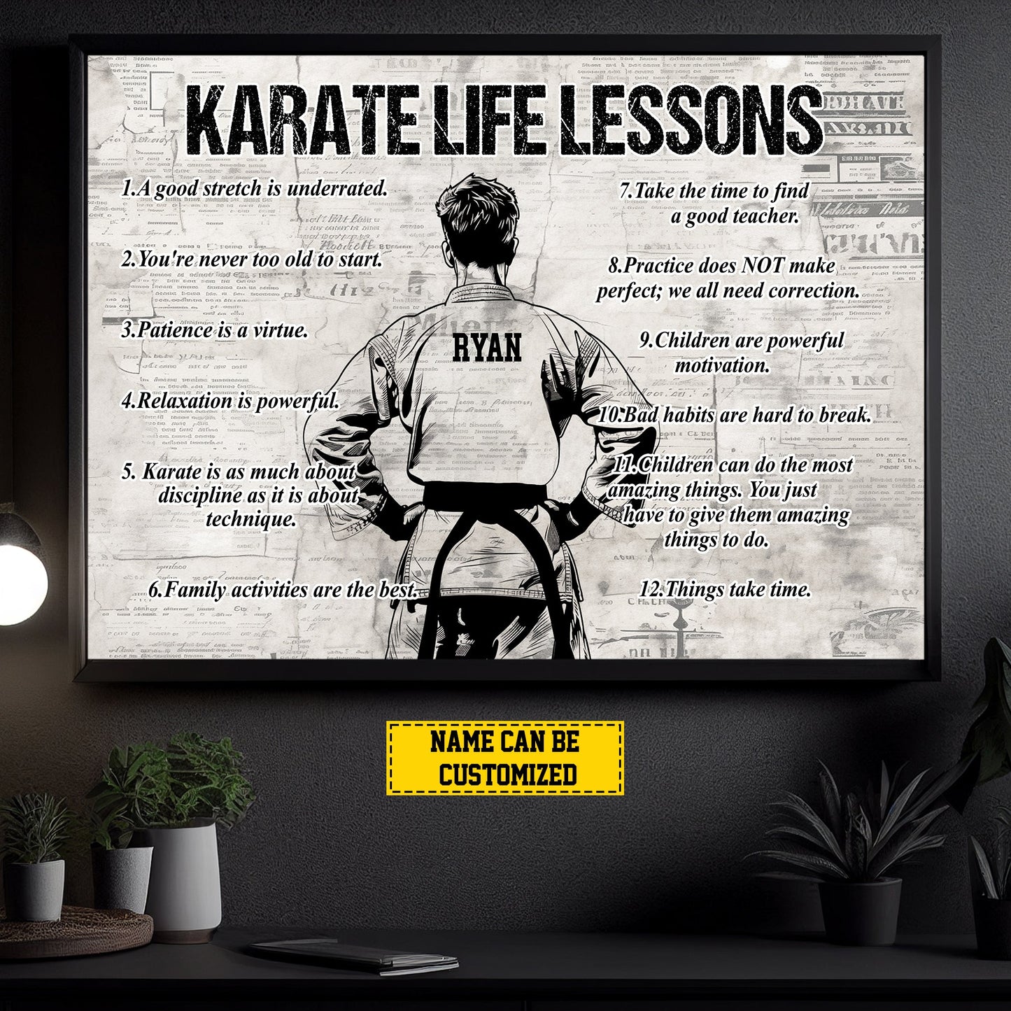Karate Boy Life Lessons, Personalized Motivational Karate Canvas Painting, Inspirational Quotes Wall Art Decor, Poster Gift For Karate Man Lovers