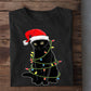 Black Cat Christmas T-shirt, Black Cat Wearing Hat, Gift For Cat Lovers, Cat Tees, Cat Owners