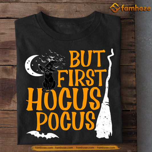 Halloween Cat T-shirt, But First Hocus Pocus, Gift For Cat Lovers, Cat Tees, Cat Owners