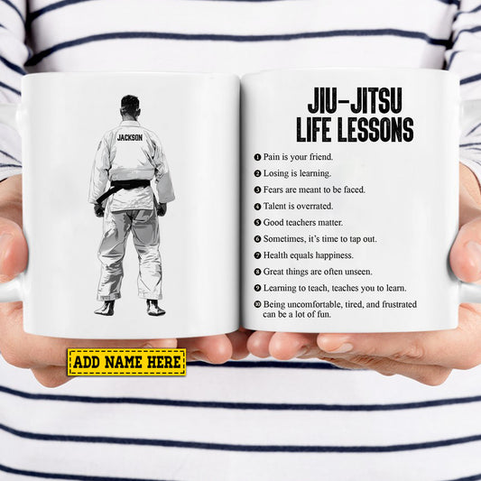 Personalized Jiu Jitsu Mug Gift, Jiu Jitsu Life Lessons, Inspirational Quotes Mug Gift, Cups For Jiu Jitsu Man Lovers