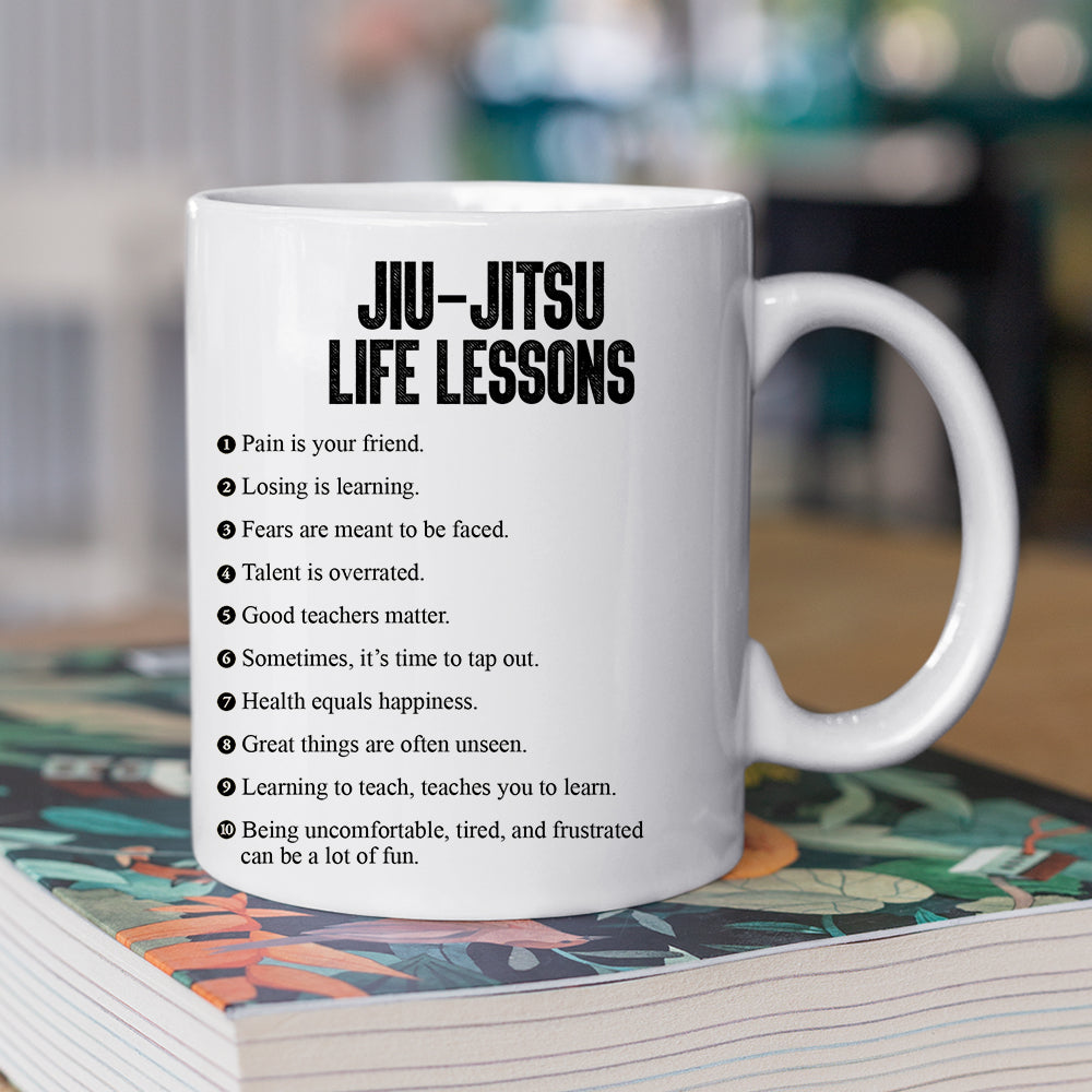 Personalized Jiu Jitsu Mug Gift, Jiu Jitsu Life Lessons, Inspirational Quotes Mug Gift, Cups For Jiu Jitsu Man Lovers