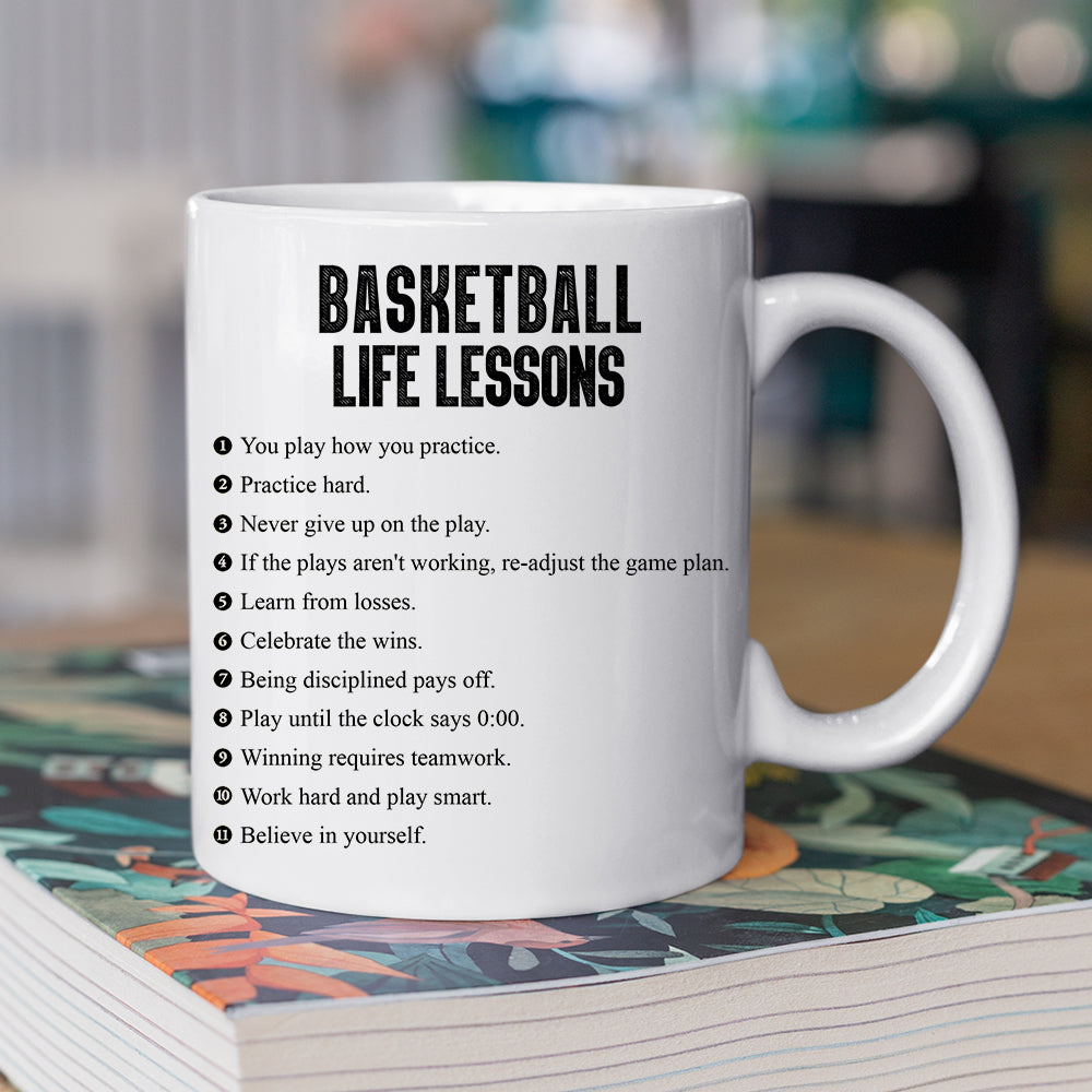 Personalized Basketball Boy Mug Gift, Basketball Life Lessons, Inspirational Quotes Mug Gift, Cups For Basketball Man Lovers