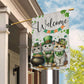 St Patrick's Day Cat Flag, Welcome Cat Clovers, St Patrick's Day Cat Garden Flag & House Flag Gift, St Patricks Day Irish Outdoor Decoration Gift For Cat Lovers