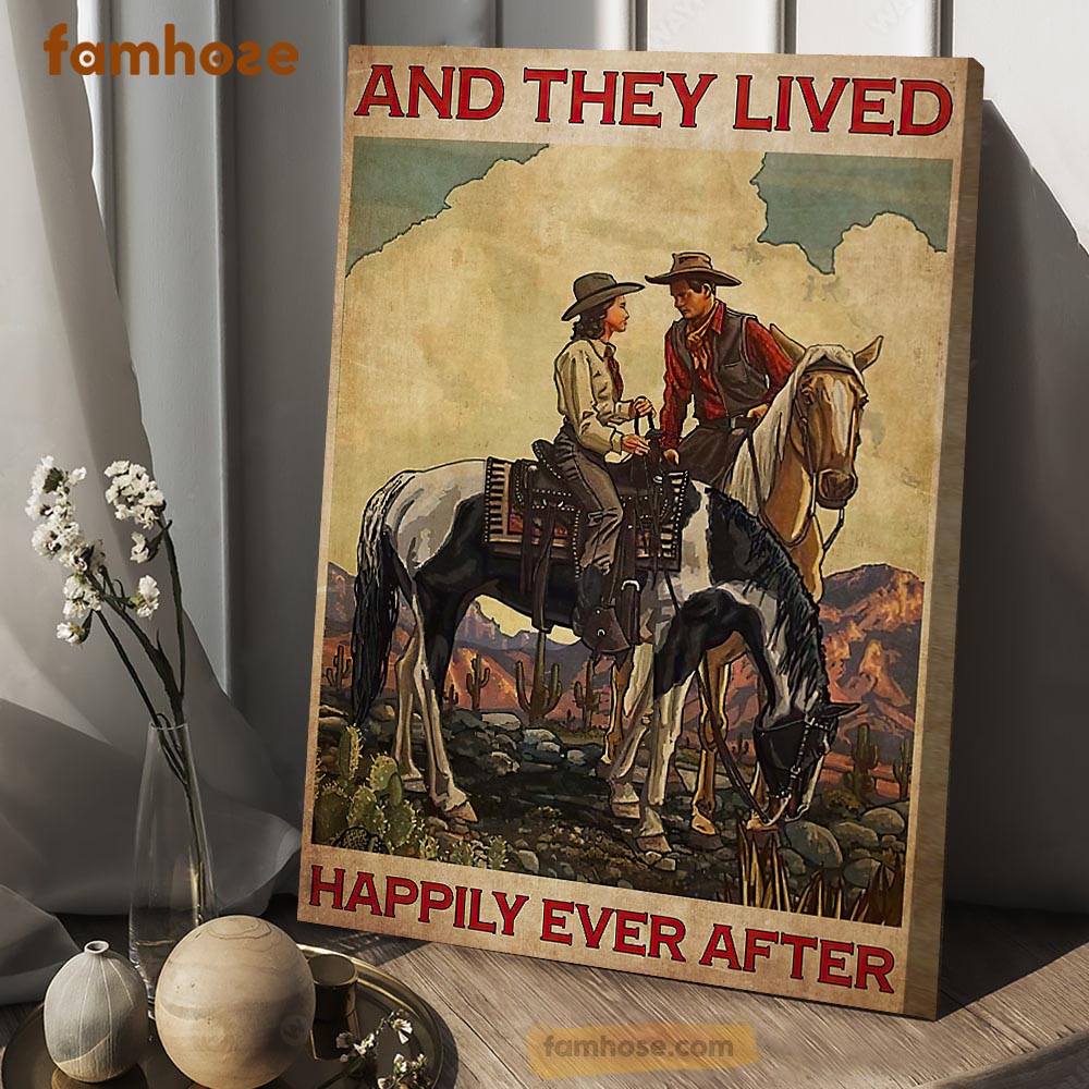 Valentine Rodeo Poster & Canvas, And They Lived Happily Ever After, Horse Canvas Wall Art, Poster Gift For Horse Lovers