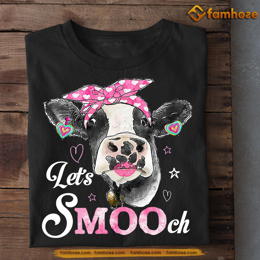 Funny Valentine's Day Cow T-shirt, Let's Smooch, Valentines Gift For Cow Lovers, Cow Tees, Farmers Tees