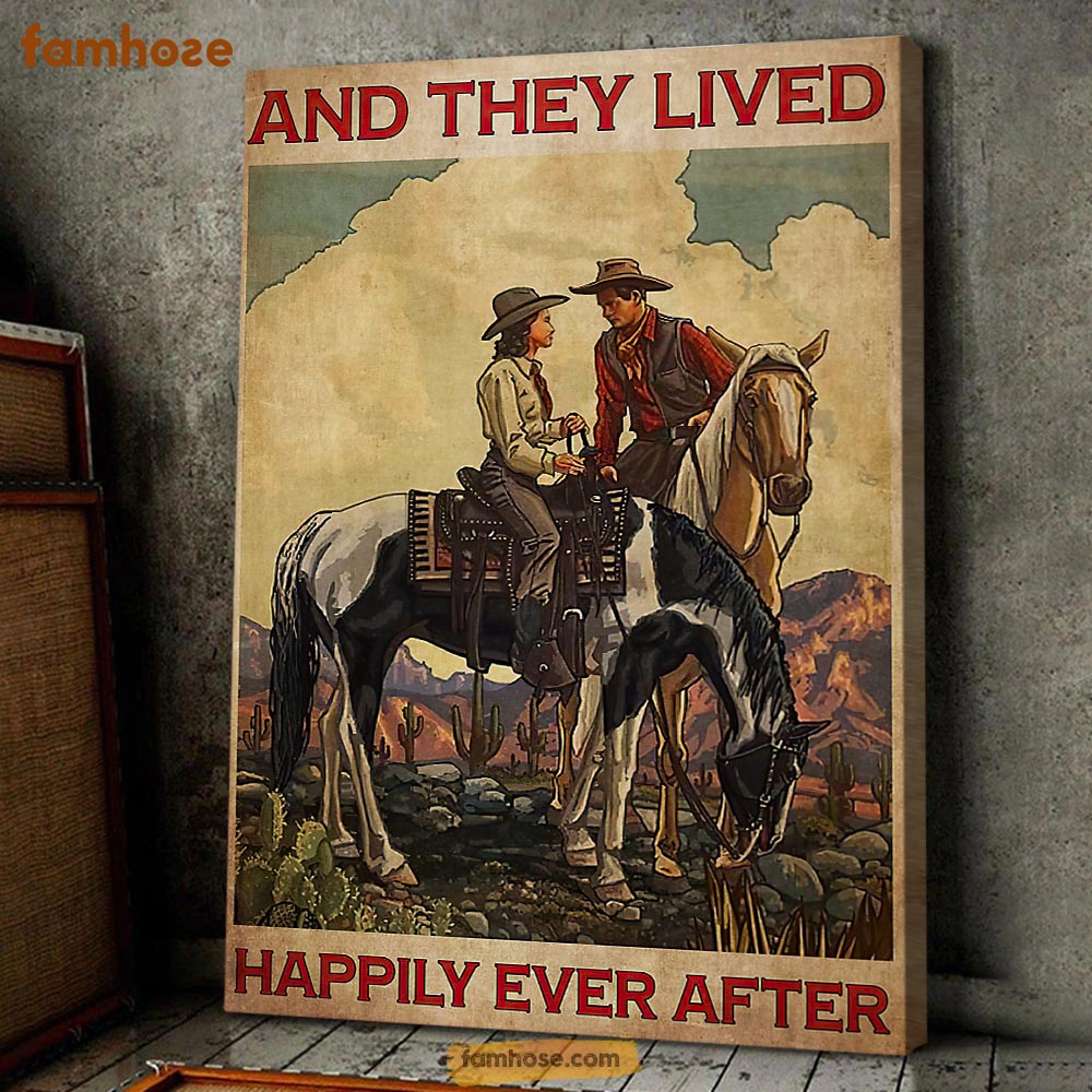 Valentine Rodeo Poster & Canvas, And They Lived Happily Ever After, Horse Canvas Wall Art, Poster Gift For Horse Lovers