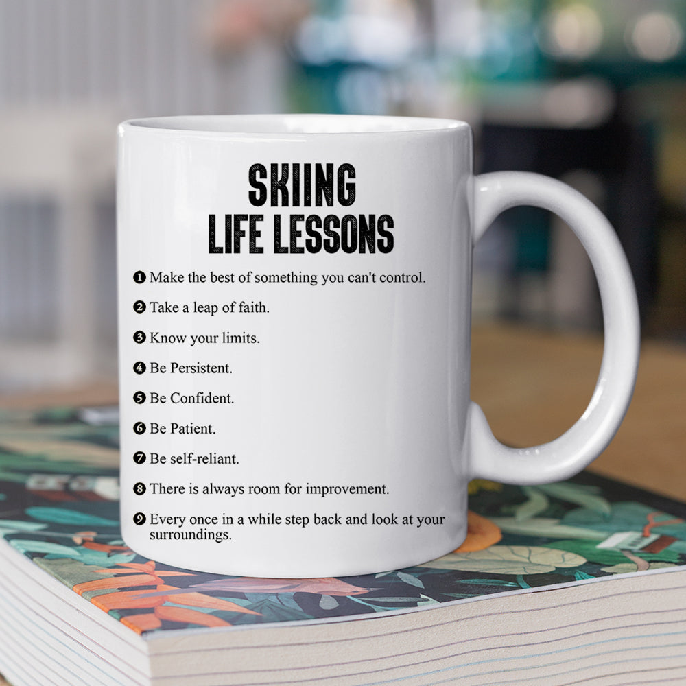 Personalized Skiing Girl Mug, Skiing Life Lessons, Mug Gift For Skiing Lovers, Cups Gift For Skiing Girl Players