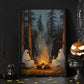 The Two Ghosts On Campsite Halloween Canvas Painting, Wall Art Decor - Dark Vintage Ghost Halloween Poster Gift