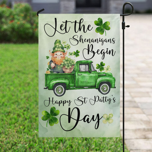 Let The Shenanigans Begin, St Patrick's Day Garden Flag & House Flag Gift, St Patricks Day Irish Outdoor Decoration Gift For The Irish