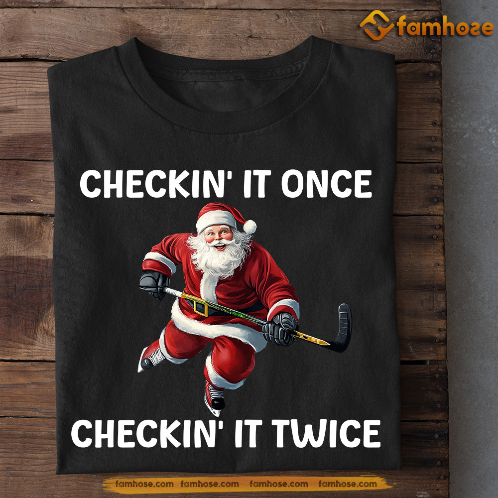 Funny Christmas Field Hockey T-shirt, Checkin' It Once, Xmas Gift For Field Hockey Lovers
