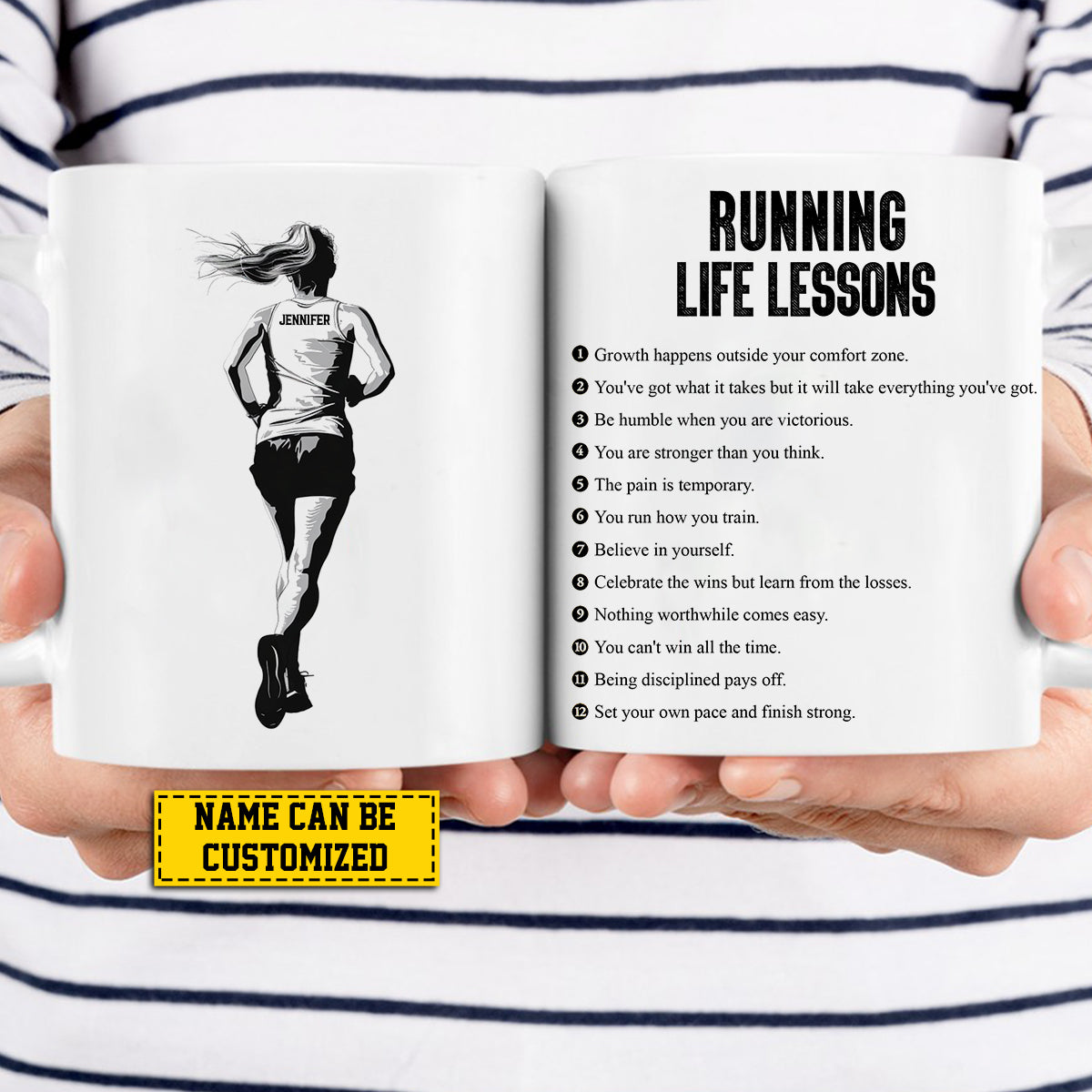 Personalized Running Girl Mug, Running Life Lessons, Mug Gift For Runn ...