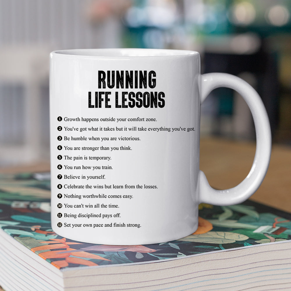 Personalized Running Girl Mug, Running Life Lessons, Mug Gift For Running Lovers, Cups Gift For Runner