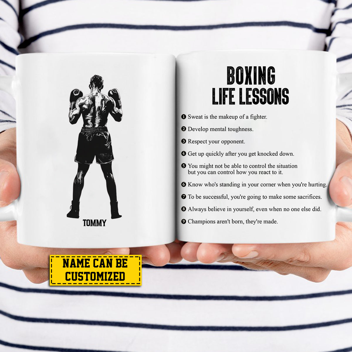 Personalized Boxing Boy Mug, Boxing Life Lessons, Mug Gift For Boxing Lovers, Cups Gift For Boxer