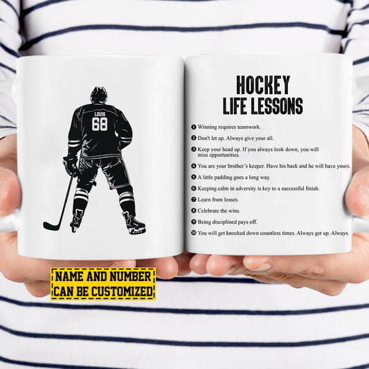 Personalized Hockey Mug Gift, Hockey Life Lessons, Inspirational Quotes Mug Gift, Cups For Hockey Lovers