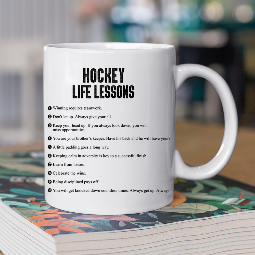 Personalized Hockey Mug Gift, Hockey Life Lessons, Inspirational Quotes Mug Gift, Cups For Hockey Lovers