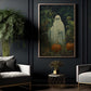 The Ghost In Pumpkin Garden Vintage Halloween Canvas Painting, Wall Art Decor - Dark Gothic Ghost Halloween Poster Gift