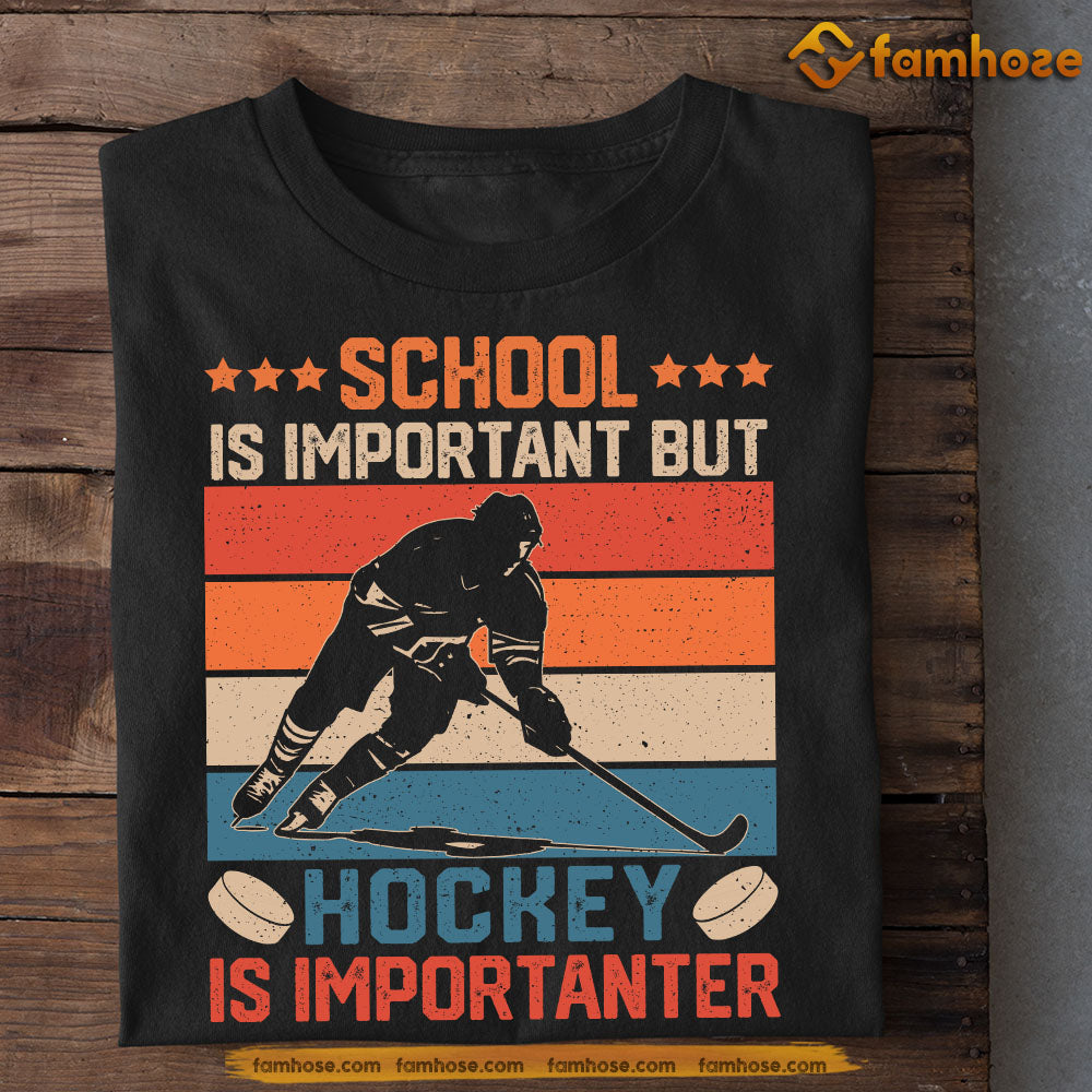 Vintage Back To School Hockey T-shirt, School Is Important But, Gift For Hockey Lovers, Hockey Boys