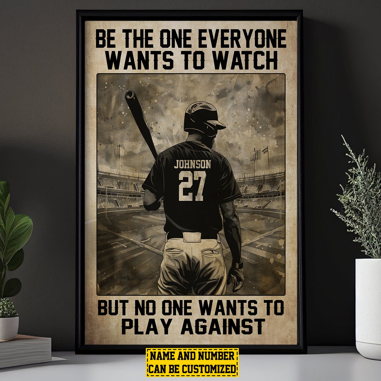 Be The One Everyone Wants To Watch, Personalized Motivational Baseball Boy Canvas Painting, Inspirational Quotes Wall Art Decor, Gift For Baseball Boy Lovers, Baseball Players