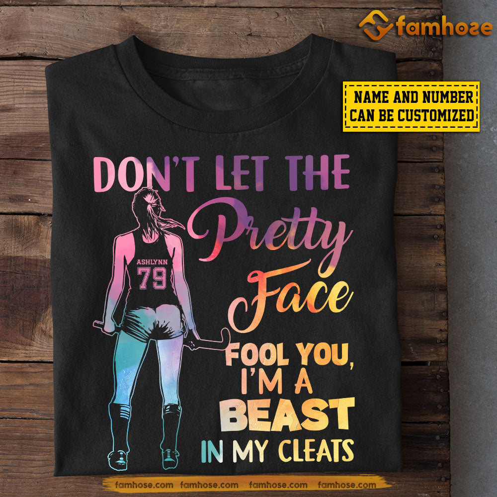 Funny Personalized Field Hockey Girl T-shirt, I'm A Beast In My Cleats, Gift For Field Hockey Lovers, Field Hockey Girls