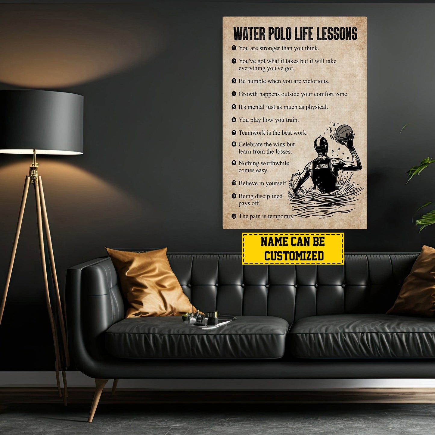 Personalized Water Polo Boy Canvas Painting, Water Polo Life Lessons, Inspirational Quotes Wall Art Decor, Poster Gift For Water Polo Boy Lovers