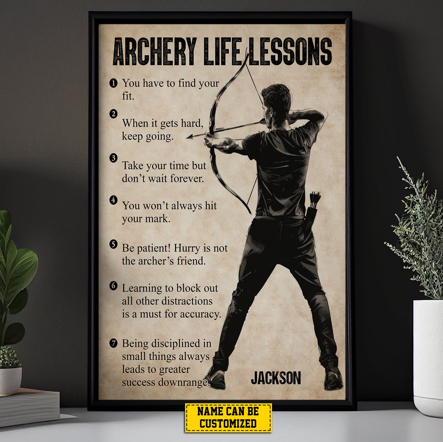 Archery Life Lessons, Personalized Archery Boy Canvas Painting, Inspirational Quotes Wall Art Decor, Poster Gift For Archery Lovers, Archer