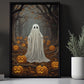 Baby Ghost In Dark Forest Vintage Halloween Canvas Painting, Wall Art Decor - Dark Gothic Ghost Halloween Poster Gift