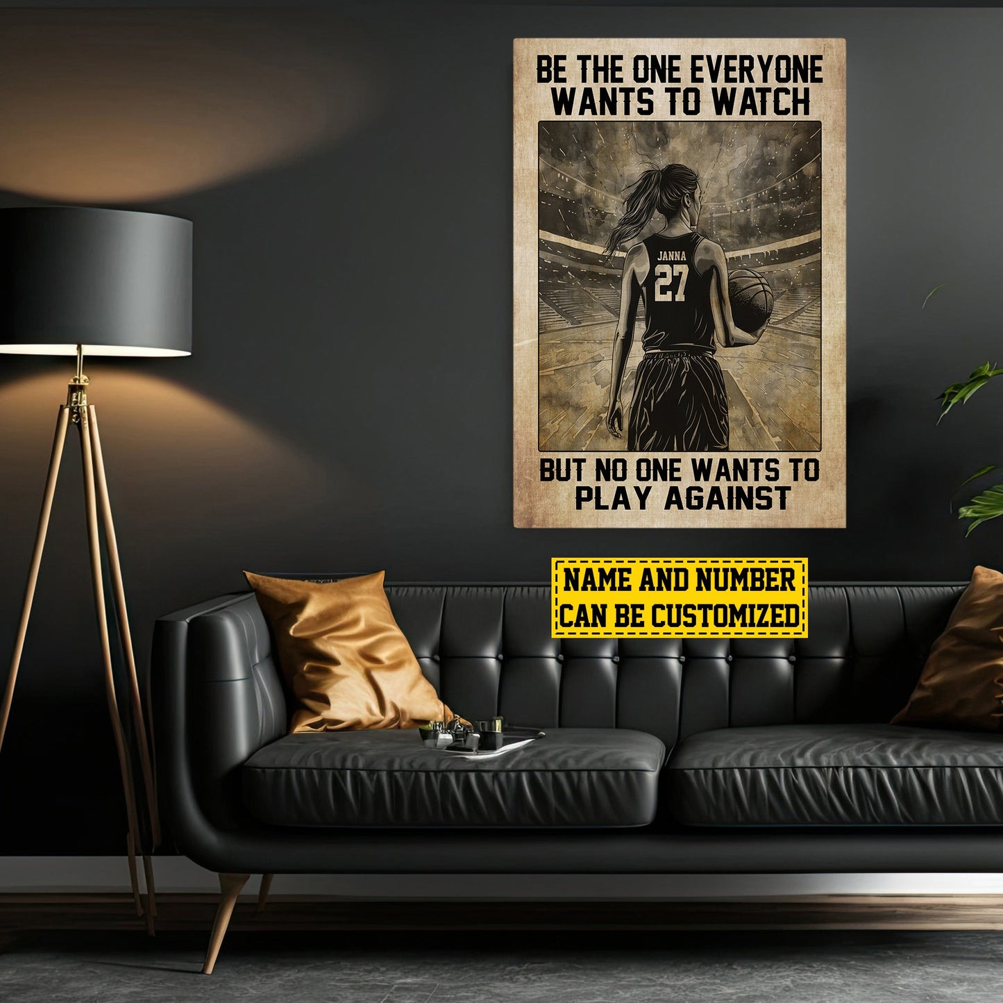 Be The One Everyone Wants To, Personalized Basketball Girl Canvas Painting, Inspirational Quotes Wall Art Decor, Poster Gift For Basketball Woman Lovers