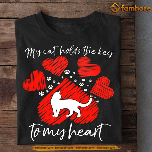 Funny Valentine's Day Cat T-shirt, My Cat Holds The Key, Valentines Gift For Cat Lovers Cat Owners, Cat Tees