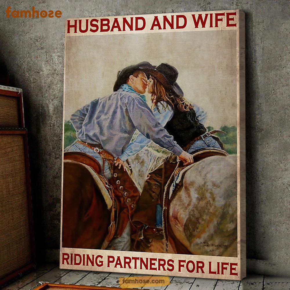 Valentine Horse Poster & Canvas, Husband And Wife Riding Partner For Life, Horse Canvas Wall Art, Poster Gift For Horse Lovers