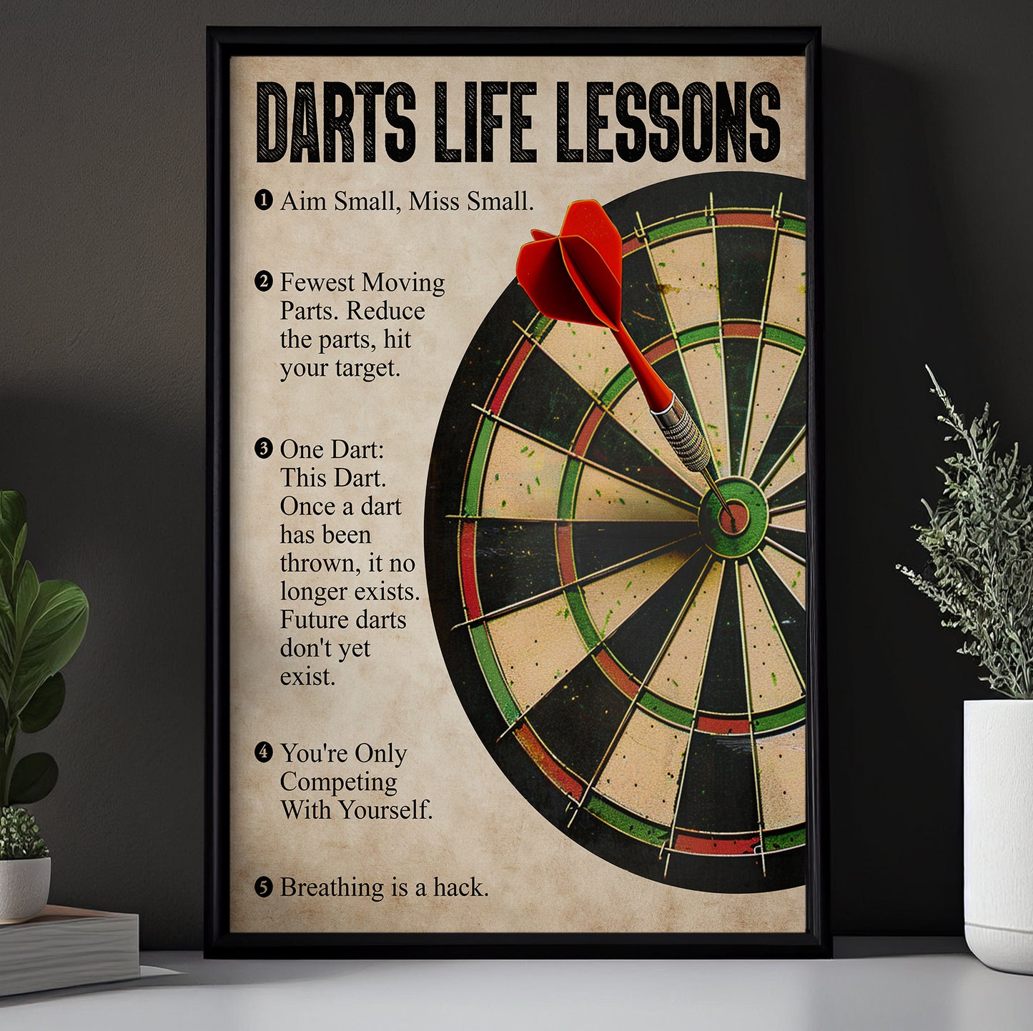 Darts Life Lessons, Darts Canvas Painting, Inspirational Quotes Wall Art Decor, Poster Gift For Darts Lovers, Darts Player