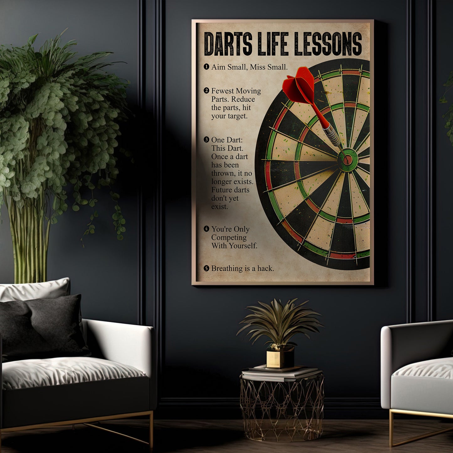 Darts Life Lessons, Darts Canvas Painting, Inspirational Quotes Wall Art Decor, Poster Gift For Darts Lovers, Darts Player