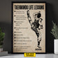 Taekwondo Life Lessons, Personalized Taekwondo Boy Canvas Painting, Inspirational Quotes Wall Art Decor, Poster Gift For Fan Of Taekwondo