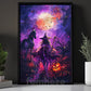Halloween Witch Horse Canvas Painting, The Witch’s Midnight Journey Wall Art Decor, Spooky Season Poster Gift For Horse Lovers, Witch Lovers