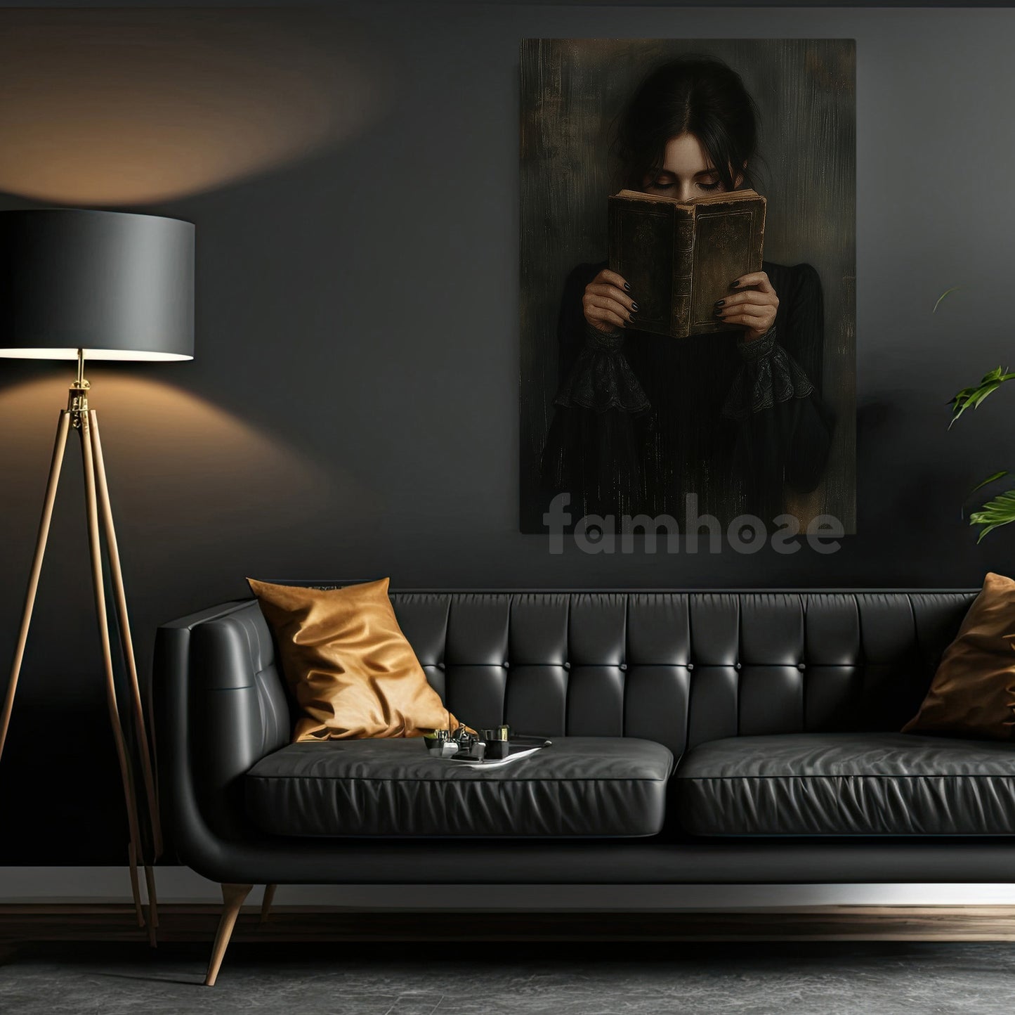 Dark Surrealism Halloween Witch Canvas Painting, Apprentice Witch Wall Art Decor, Spooky Season Poster Gift For Witch Lovers