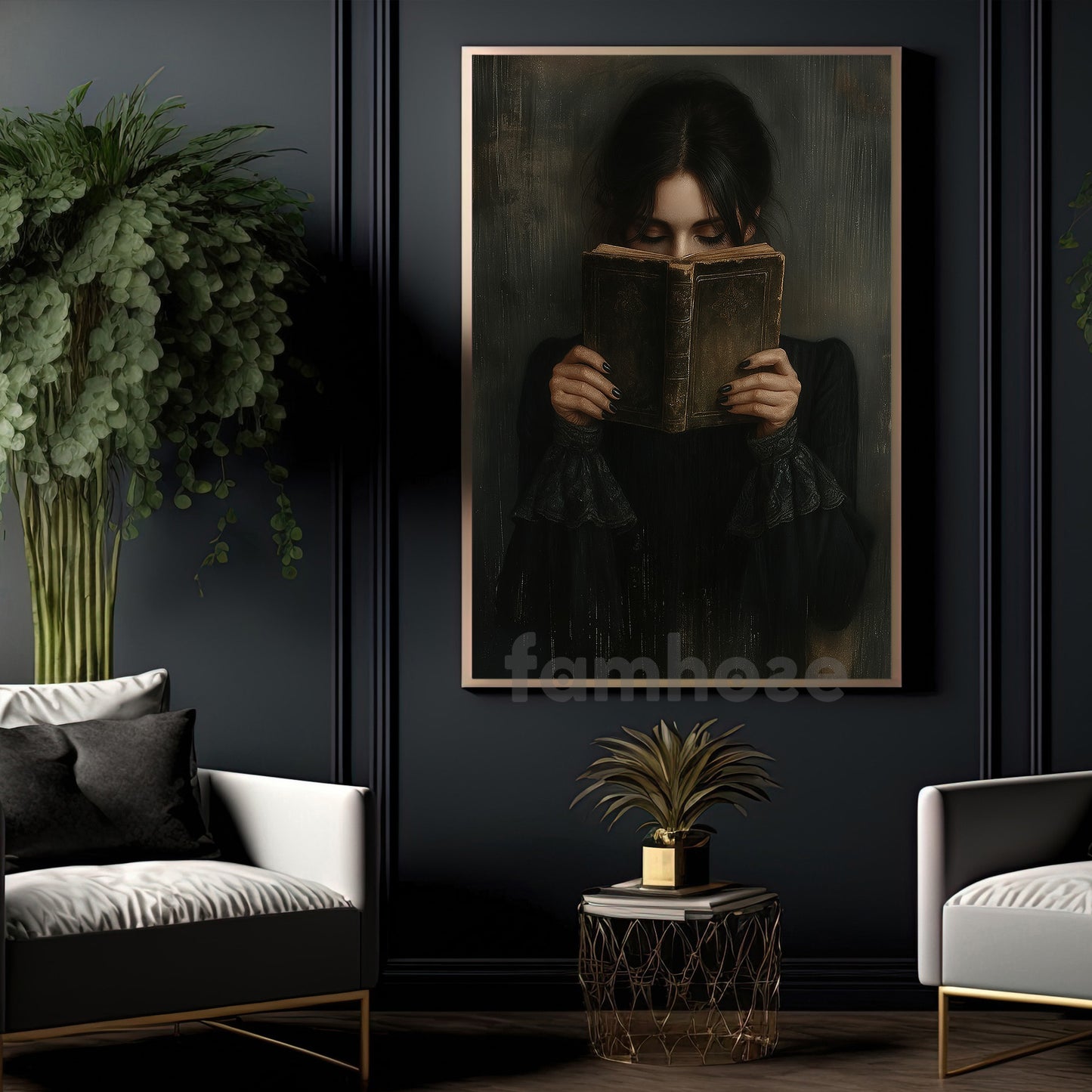 Dark Surrealism Halloween Witch Canvas Painting, Apprentice Witch Wall Art Decor, Spooky Season Poster Gift For Witch Lovers