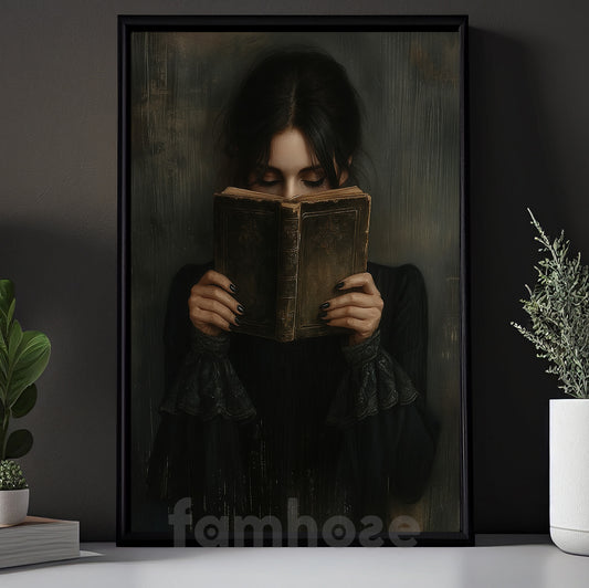Dark Surrealism Halloween Witch Canvas Painting, Apprentice Witch Wall Art Decor, Spooky Season Poster Gift For Witch Lovers