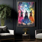 Halloween Witch Canvas Painting, Rainbow Night Of The Witches Wall Art Decor, Spooky Season Poster Gift For Witch Lovers