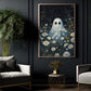 Halloween Boo Flowers Canvas Painting, Ghost And Flowers Wall Art Decor, Spooky Season Poster Gift For Ghost Lovers