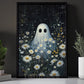 Halloween Boo Flowers Canvas Painting, Ghost And Flowers Wall Art Decor, Spooky Season Poster Gift For Ghost Lovers