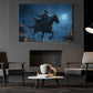 Halloween Skeleton Cowboy Canvas Painting, Undead Gunslinger On Horseback Wall Art Decor, Spooky Season Poster Gift For Cowboy, Skeleton Lovers