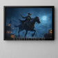 Halloween Skeleton Cowboy Canvas Painting, Undead Gunslinger On Horseback Wall Art Decor, Spooky Season Poster Gift For Cowboy, Skeleton Lovers
