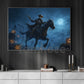 Halloween Skeleton Cowboy Canvas Painting, Undead Gunslinger On Horseback Wall Art Decor, Spooky Season Poster Gift For Cowboy, Skeleton Lovers