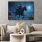 Halloween Skeleton Cowboy Canvas Painting, Undead Gunslinger On Horseback Wall Art Decor, Spooky Season Poster Gift For Cowboy, Skeleton Lovers